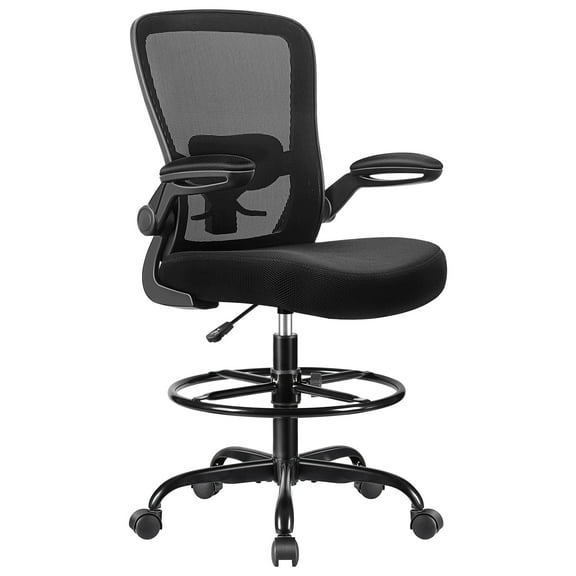 Kepane Office Chair, Executive Ergonomic Office Chair with Flip-up Armrests, Standing Desk Chair with Lumbar Support and Adjustable Footrest Ring