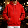thumbnail image 2 of Nestiefly Hoodie for Men Fleece Long Sleeve Oversize Hooded Sweatshirts Casual Fall Track Pullover with Pocket Red 3XL, 2 of 9