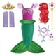 thumbnail image 3 of Disney-traje de baño de cola de sirena para niña, conjunto de Bikini con corona, traje de baño para fiesta de natación, disfraz de sirena, 3 of 5