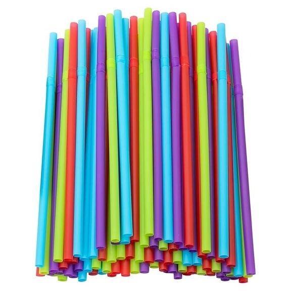 Jumbo Flex Straws - 600 Count, Multi-Colored, Bendable Plastic Drinking Straws - BPA Free, Disposable Bendy Straws for Parties, Smoothies & Beverages