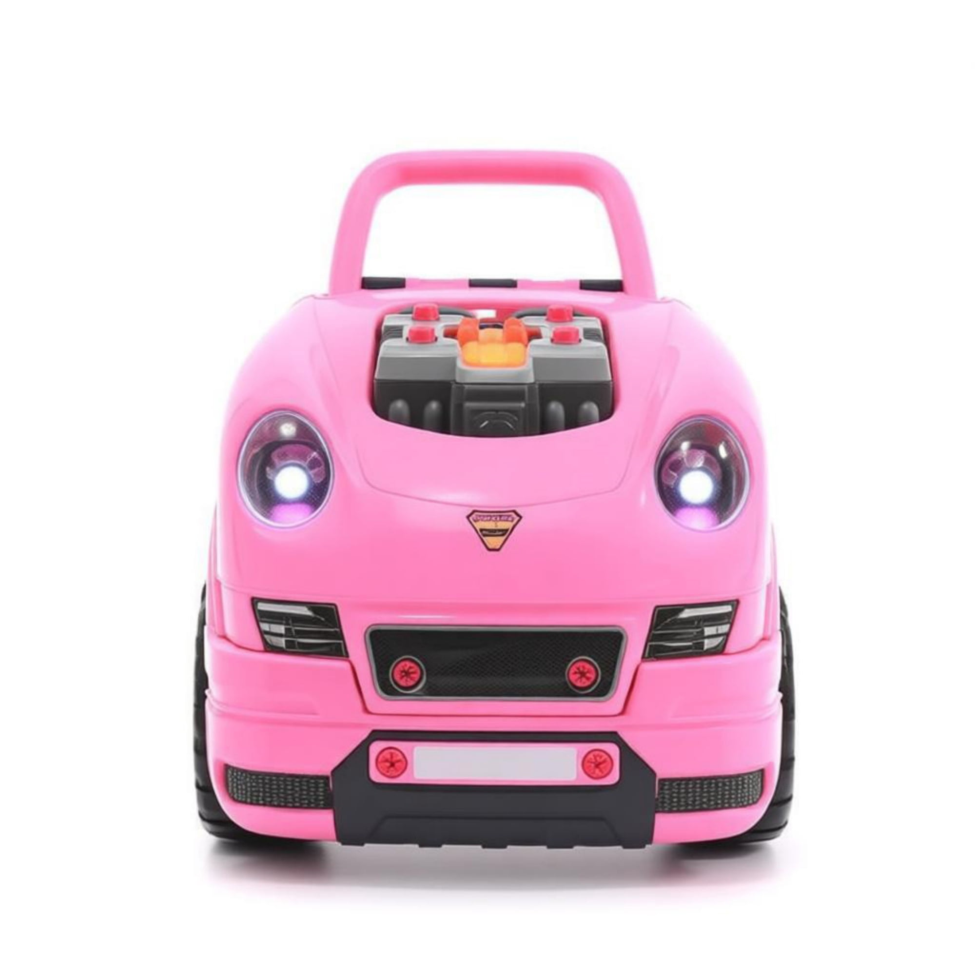Kids Mechanic Truck Engine Toy Set Interactive Car Service Play Set for Toddlers Pink
