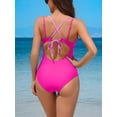 thumbnail image 6 of Charmo Womens V Neck One Piece Swimsuit Double Straps Monokini Swimsuits Tummy Control Swimwear, 6 of 6