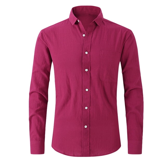 Birdeem Chemise Blouse Décontractée pour Homme à Boutons, Unie, avec Poche, Col Rabattu, Manches Longues, Respirante