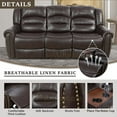 thumbnail image 2 of Pon Living Furniture Inc Rivet Decorate Contemporary Breathable Leather Reclining Adjustable Sofa with USB Charging Ports, Dark Gray, 2 of 6