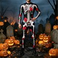 thumbnail image 2 of Tisuna Halloween Onesie Stage Tight Bodysuit For Mens Skeleton Print Long Sleeve Stand Collar Jumpsuit Soft Casual Men'S Theme Party Performance Dress Up Romper Size L, 2 of 5