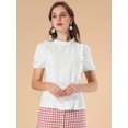 thumbnail image 4 of INSPIRE CHIC Women's Mock Neck Sleeveless Lace Work Office Button Down Shirt, 4 of 6