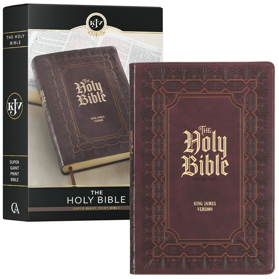 KJV Holy Bible, Super Giant Print Faux Leather Red Letter Edition - Ribbon Marker, King James Version, Burgundy