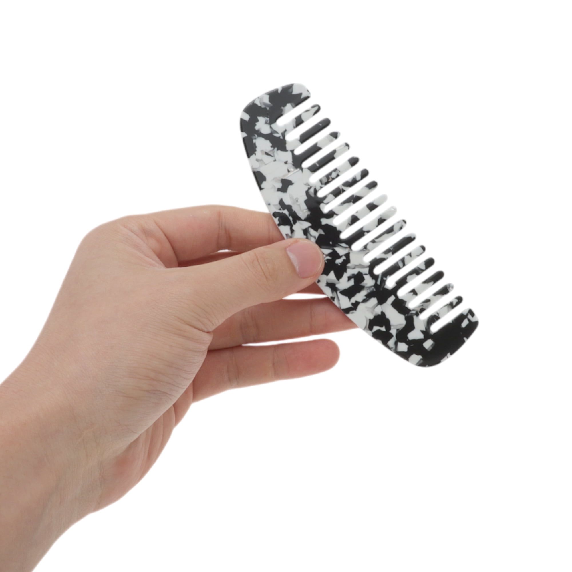 Unique Bargains 1 Pc Marble Hair Comb Designed for Making hair Smooth Black and White