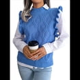 thumbnail image 1 of Suéter Sin Mangas con Volantes para Mujer, Cuello Redondo, Tejido de Punto, para Verano Azul S, 1 of 10