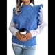 thumbnail image 1 of Suéter Sin Mangas con Volantes para Mujer, Cuello Redondo, Tejido de Punto, para Verano Azul L, 1 of 10