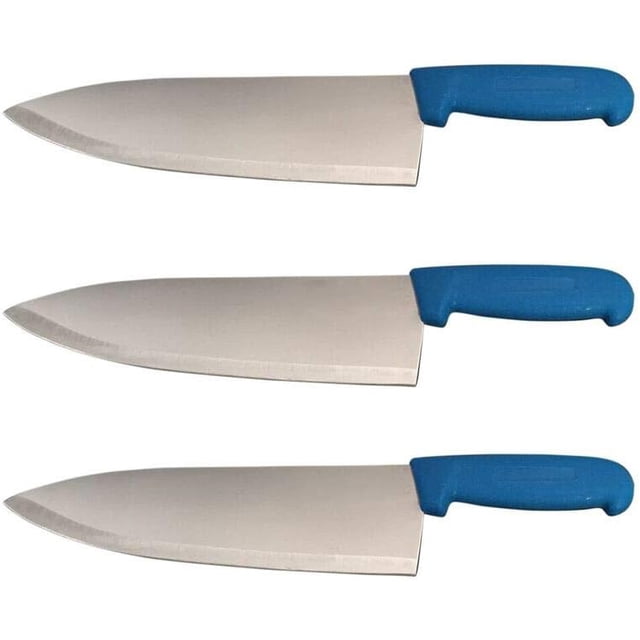 Cozzini Cutlery Imports 10" Chef Knife Choose Your Color - Razor Sharp Commercial Kitchen Cutlery - Cook's Knives (3 Pack - Blue)