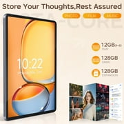 RNRUO 10.1 Android 15 Tablet, 12GB(4+8)RAM, 128GB ROM, 128GB Expand, Quad-Core Processor up to 2.0GHz, WiFi 6 BT5.4, 6000mAh with Fast Charge, Dual Camera, IPS Display, Blue Gray
