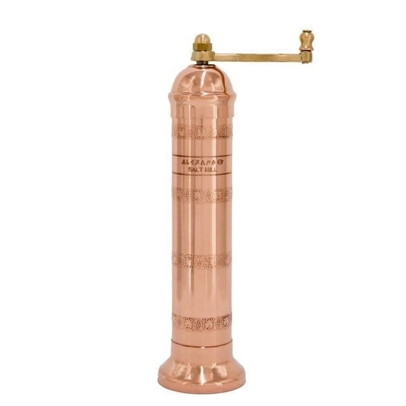 Alexander Home Greek Salt Mill, 9 Inch Tall, Manual Grinder, Copper