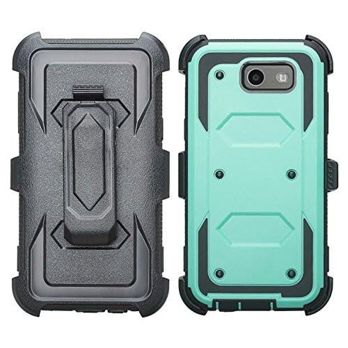 For Samsung Galaxy J3 Emerge Case J3 17 J3 Prime J3 Amp Prime 2 J3 Express Prime 2 Rugged Full Body Armor Heavy Duty Holster Shell Combo Case Teal Walmart Com Walmart Com