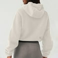 thumbnail image 6 of Ashirexll Hoodies for Women, Half Zipper Sweatshirts Long Sleeve Cropped Hoodie Winter Warm Pullover Tops with Pockets Beige L, 6 of 8