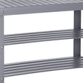 thumbnail image 3 of Roy 28 Inch Shoe Bench, 2 Tier Storage Rack, Bamboo Frame, Gray- Saltoro Sherpi, 3 of 5