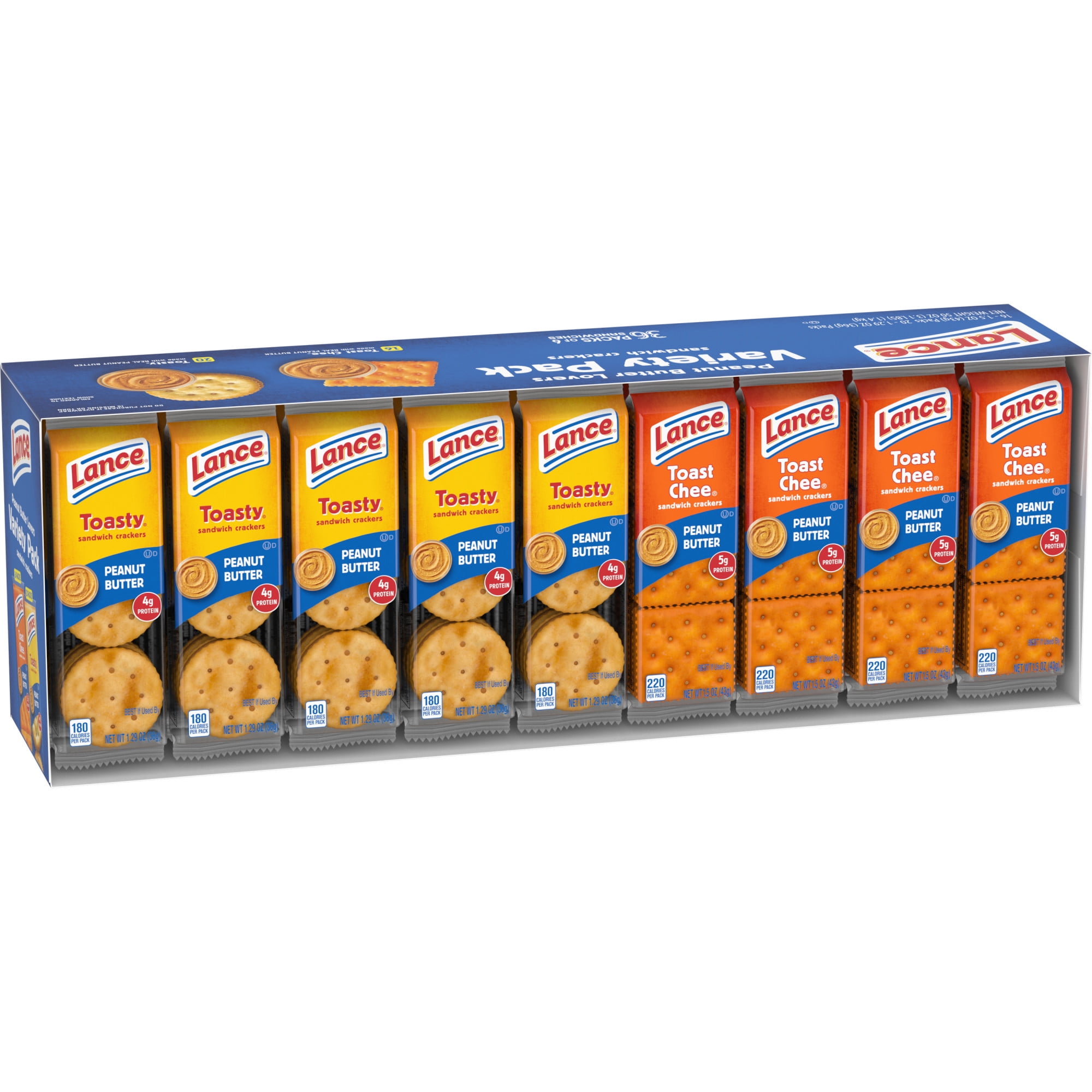 Lance Sandwich Crackers, Toasty and Toastchee Peanut Butter, 36 Ct
