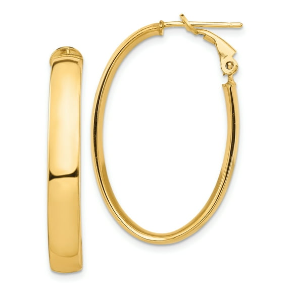 Primal Gold 14 Karat Yellow Gold 5mm Oval Omega Back Hoop Earrings