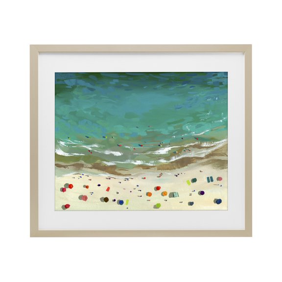 Stupell Industries Contemporary Aerial Turquoise Shoreline Birch Framed Print Under Glass, 16 x 13, by Brook Page