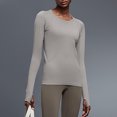 thumbnail image 6 of ZUKMRJPC Womens Long Sleeve Workout Tops Crewneck Slim Fit Yoga Athletic Shirt Lightweight Breathable Sports Running Tops with Thumb Hole, 6 of 8