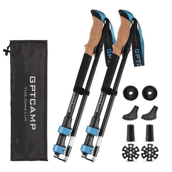 Bastones de senderismo GPTCAMP, bastones plegables para hombre y mujer