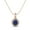 Rose Plated Silver, variant on Halo Pendant Necklace 925 Sterling Silver 6 mm Round Blue Sapphire Chain Necklace For Women