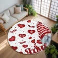 thumbnail image 2 of Valentine's Day Washable Area Rug&nbsp;5 ft Romantic Red Hat Gnome Red Plaid Dots Love Heart Soft Round&nbsp;Rugs for Living Room, Non Slip Carpet for Bedroom&nbsp;Entryway Dining Room, 2 of 9