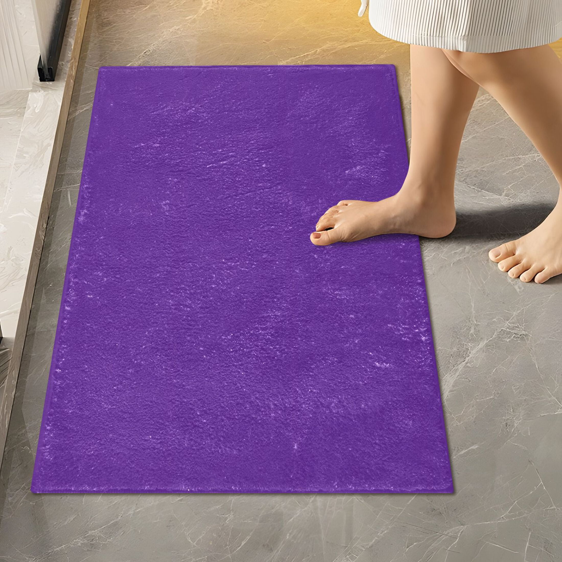 Ryvnso Dark Purple Bathroom Shaggy Rugs Toilet Mat Soft Contour Rug