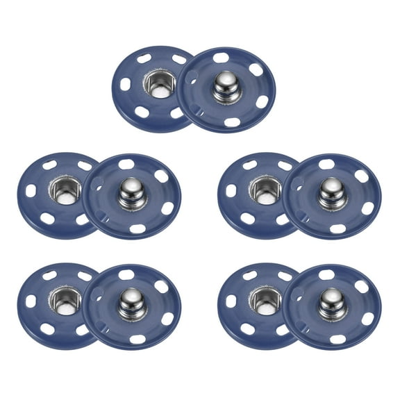 Uxcell 5 Set Sew-on Snap Buttons 25mm Metal Snap Fastener Buttons, Navy Blue