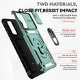 thumbnail image 2 of Heavy Duty Armor Case for Samsung Galaxy A23 4G, Hard PC + TPU Military Grade Shockproof Metal Magnetic Car Mount Cover with Camera Lens Sliding Ring Holder Bracket Case, Darkgreen, 2 of 8