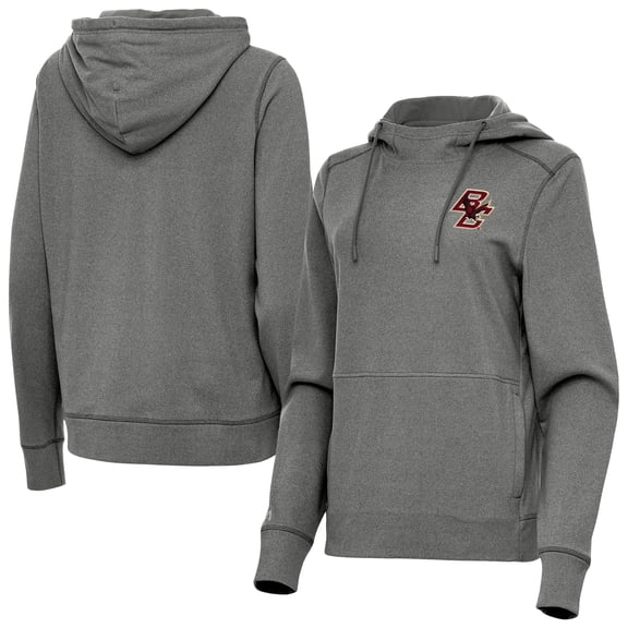 Women's Antigua Heather Black Boston College Eagles Justice Pullover Hoodie