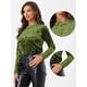 thumbnail image 2 of Camiseta casual de manga larga con cuello redondo y parte superior de terciopelo para mujer Verde Claro S, 2 of 6