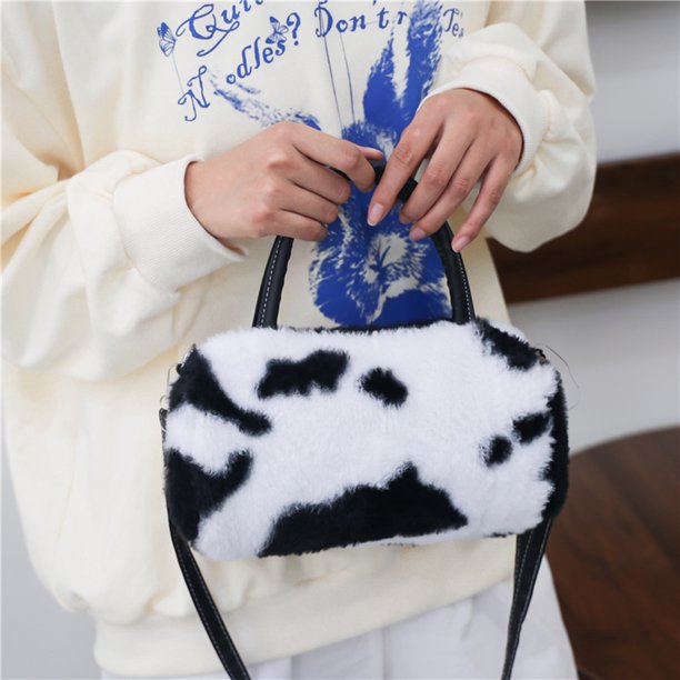 Bolsa Bolso de hombro de felpa con estampado animal retro para mujer Otoño Invierno Bolso pequeño (B) JShteea Para Estrenar