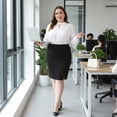 thumbnail image 3 of Agnes Orinda Women's Plus Size Pencil Skirt High Waist Stretchy Side Slit Bodycon Business Work Midi Skirts with Back Zipper 1X Black, 3 of 8
