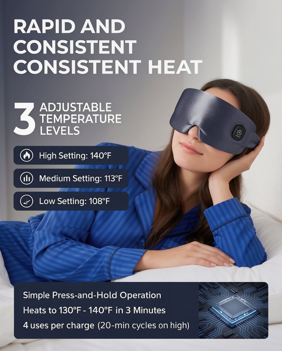 FACEMOON Rechargeable Cordless Heated Eye Mask Silk Comfort for Tired Eyes Moist Heat Warm Compress Washable Sleep Aid Gray