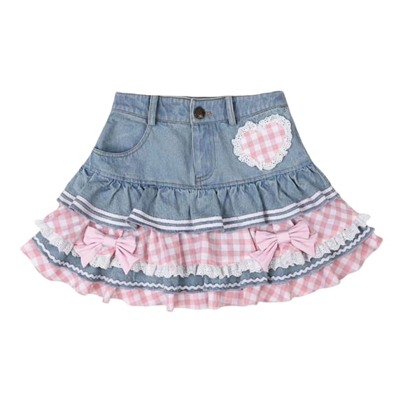 oqasdz Stylish Casual Denim Skirts for Women with Textured Pleats for Everyday Wear Comfortable Soft and Versatile Fashion Casual Wear