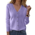 thumbnail image 2 of enyan Womens Long Sleeve Knit Cardigan Sweaters Casual Dressy Open Front Button Down Cardigans Fall Outfits（Purple,M）, 2 of 4