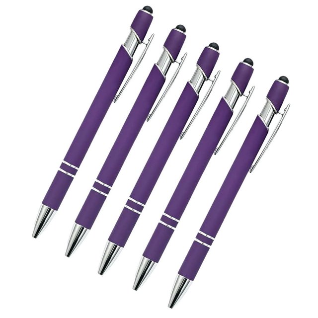HAOAN Ballpoint Pen with Stylus Tip Soft Touch Click Metal Pen 1.0mm Medium Point Black Ink 10 Count