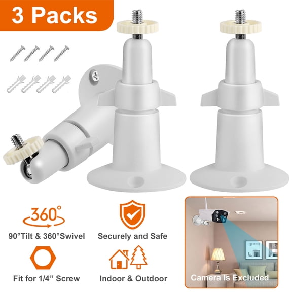 Moclever 3Pcs Security Camera Wall Mount for Arlo 360°Adjustable Camera Holder Universal Fit for 1/4" Imperial Standard Screw Interface