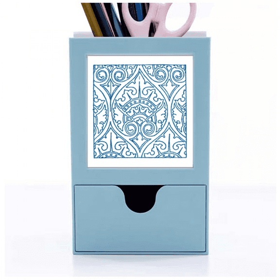 Talavera Decorative Ilustration Pattern Desk Supplies Organizer Pen Holder Card