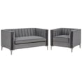 thumbnail image 3 of Morden Fort Contemporary Living Room Set Velvet Upholstered Accent Chair Loveseat Gray, 3 of 8