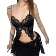 thumbnail image 2 of Lnzyyephy Women Lace Camisole, Sleeveless See-through Slit Slim Summer Bralette for Club Party, 2 of 9