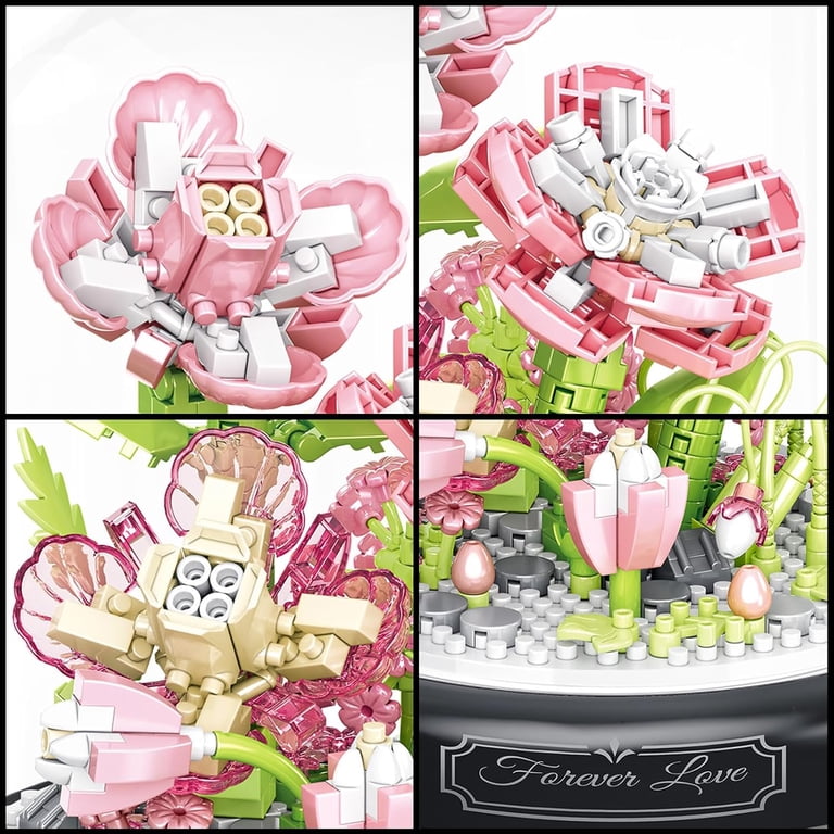 NAYIHOOP Gardenia Flowers Bouquet Building Sets Animals for Adults