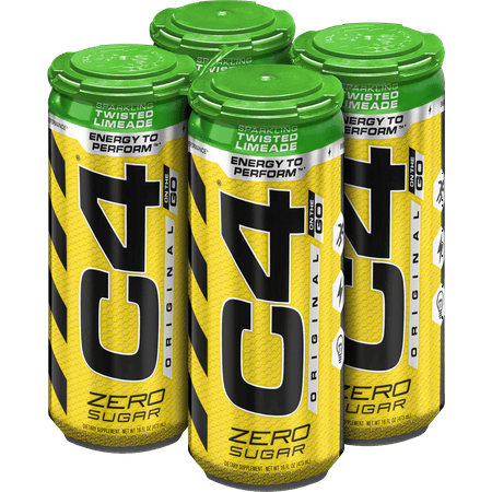 C4 Original Carbonated, Pre Workout + Energy Drink, 4-16oz Cans, Twisted