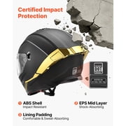 KFFKFF Full Face Motorcycle Helmet, Dual-Visor Street Bike Helmet, Lightweight and Comfortable Motocross Helmet for Adults - DOT & ECE Certified (M Size)