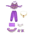 thumbnail image 4 of Conjunto de trajes de danza del vientre para niños, trajes de baile para niñas, ropa de danza del vientre de la India con lentejuelas para niña, para Púrpura Yinane Trajes de danza del vientre, 4 of 8