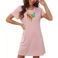 thumbnail image 4 of Drppepioner Nuisette Courte Surdimensionnée pour Femme, Mode, Imprimé sur la Poitrine, Robe de Nuit à Manches Courtes, Chemise de Nuit à Manches Courtes, Nuisette Décontractée Rose, 4 of 7