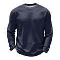 thumbnail image 3 of Oazcsf Mens Waffle Long Sleeve Shirt Thermal Pullover Sweater Crew Neck Lightweight Fall Undershirt Winter Para Big and Tall Men's Top, 3 of 5