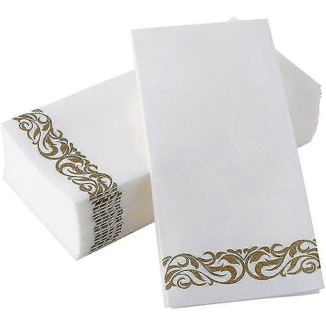 Paquete de 50 servilletas de papel navideñas para cócteles, fiestas, bodas y despedidas de soltera, blancas (40 x 30 cm)
