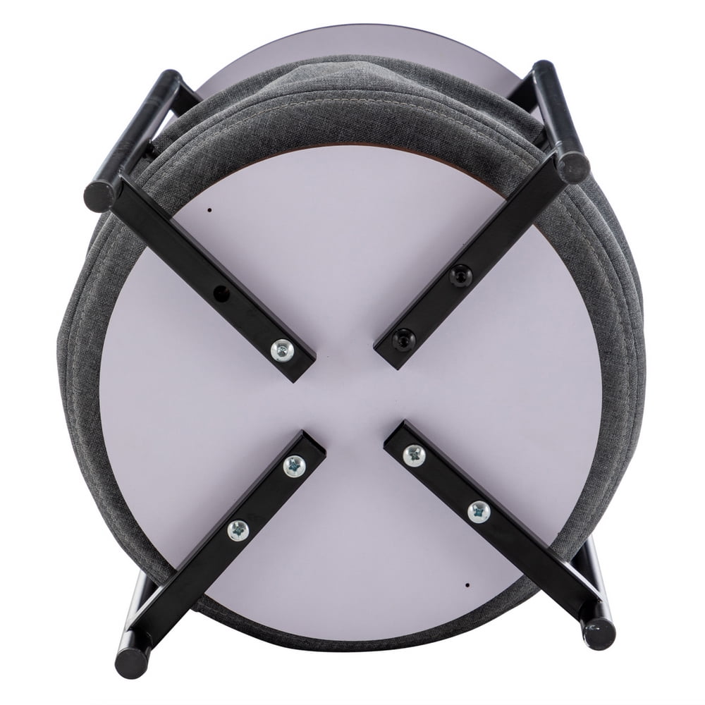 Private Jungle Double-layer Round Tea Table with Detachable Tray Top and Fabric Storage Basket, Gray Private Jungle Double-layer Round Tea Table with Detachable Tray Top and Fabric Storage Basket, Gray
